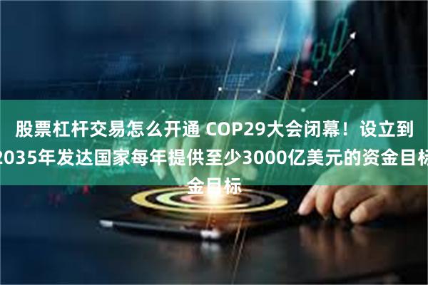 股票杠杆交易怎么开通 COP29大会闭幕！设立到2035年发达国家每年提供至少3000亿美元的资金目标